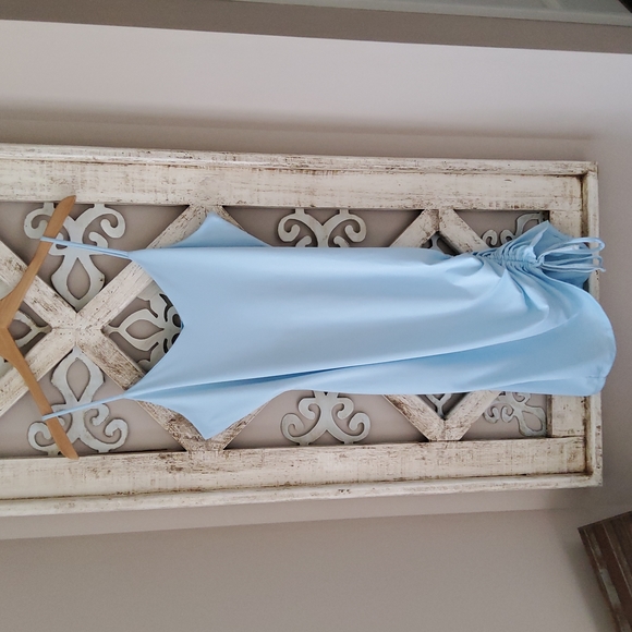 127. Baby Blue Side Tie Ruched Hem Dress - Picture 6 of 6